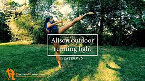 Alison outdoor running fight beatdown