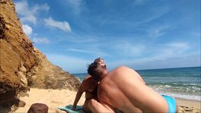 We Were Almost Caught on the Beach for the Second Time While I Masturbate Her