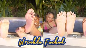 Wrinkle Fucked- Ebony Goddess Foot Fetish Femdom With Goddess Rosie Reed And Queen Melanin Soles Fetish Foot Addict Hottub Tease- standard definition