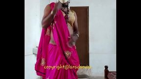 Indian crossdresser Lara D'_Souza sexy video in saree