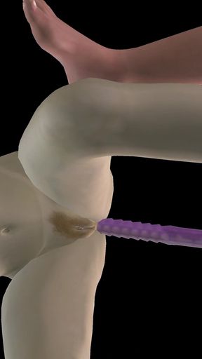Animated 3D Porn - Beautiful Girl Strap on Fucks Asian Man Then Double Dildo Doggy
