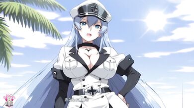 Esdeath Creampie Begging Tatsumi on Desert Island With Big Tits and Blowjobs