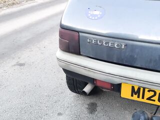 T-Girl gilf beginning and driving an ancient peugeot 205 diesel sfw NOT PORN