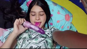 Latina housewife seduces her best friend and gets fucked with a dildo