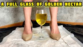 GOLDEN HAIRY PUSSY FILLS A GLASS TO THE BRIM WITH GOLDEN NECTAR 4K ENG SUB