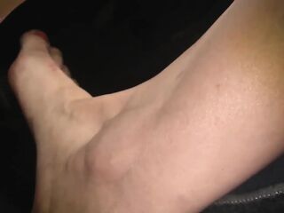 Nyllady with Her Naked Foot on Gas Pedal Driving