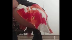 Flapping my dick in mini skirt with buttplug