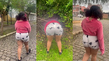 Chubby Girl Farting in Public While Walking – Can’t Hold It