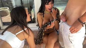 Interracial outdoor threesome with busty Pakistani teens and BWC