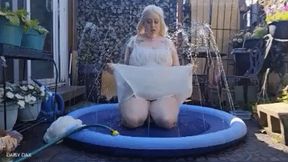 BBW White Frills In Splash Pad Wet Look