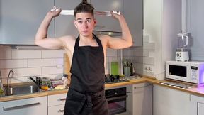 cooking and cum show with pretty hole and selfsuck