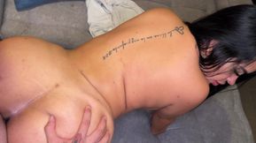 Beautiful Big Ass Brunette Rides and Sucks Her Cuckold Boyfriend's Cock Before Going to the Gym