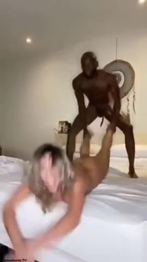 Backshot babe takes a BBC in doggy style