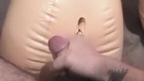 Glasses jock jerking off solo before pounding a sex doll