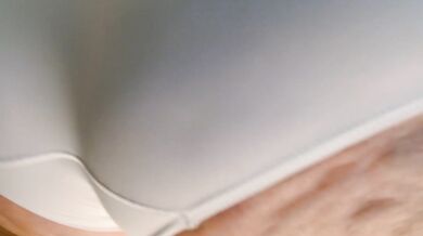 Sheer white panties crushing this massive ass live