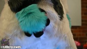 Fursuiter Jerks Teal Paw Cock Till Gushing Cum Flood
