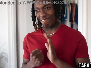 Big black cocked man banging two busty black lesbian whores