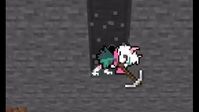 Ralsei digs straight down in Minecraft