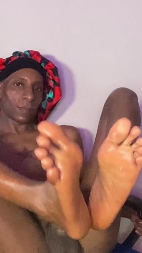 Black Transwoman Edging with Shea Butter