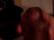 Stroking my Thick Cock with flesh light toy