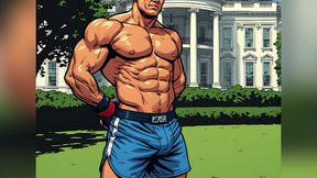 Muscular Fighters at White House (ai Art)