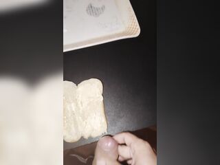 Femboy Trans Girl Makes a Cum Sandwich and Eats it