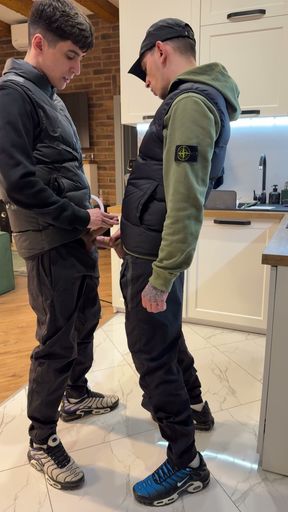 Came Back From Outside and Emptied Full Dicks on Black Pants