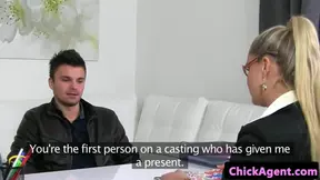 Stockinged casting agent jerking and sucking