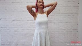 Nude Video Casting with Long Pink Haired Girl Adele