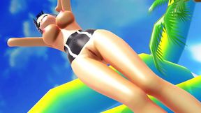 Hentai Beach Battle – Keijo Android Shows Off Super Butt Boobs in Exciting Fight Scene