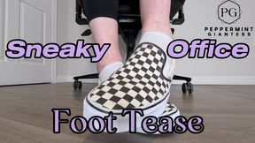Sneaky Office Foot Tease in Checkerboard Vans - Toe-Only Strip & Intense Barefoot Play POV