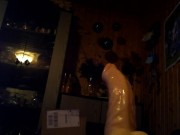 Ich reite Anal in einen ganzbody Strumpfhose.Und spritze ab.