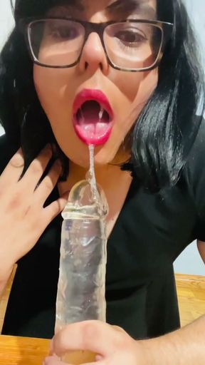 Sissy slut trains with dildo