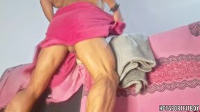 Big Dick Handsfree Ride Fleshlight - Showing Tight Ass &amp; Swinging Balls, Huge Cumshot Inside