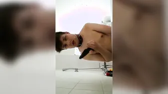 Twink Inserts Three Anal Plugs Without Lube Then Sucks Them