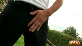 BBW Kirstyn Halborg Garden Cock Sucking 4k 3some