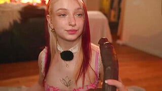 Redhead Fucks Huge BBC Dildo
