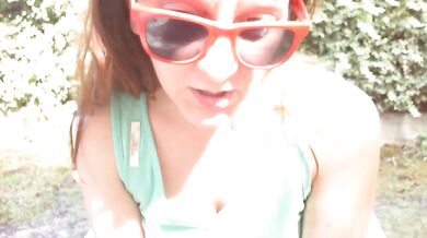 White skirt hiding her desperate diaper wetting in public