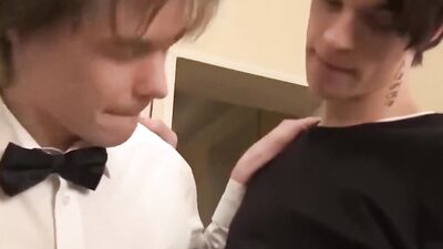 Skinny guy enjoys while emo guy sucks his hard cock
