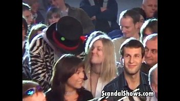 Hot brunette girl seduces the crowd