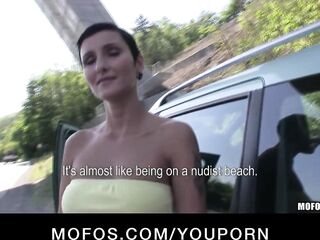 Sexy Czech girl with a perfect body is paid for sex in public