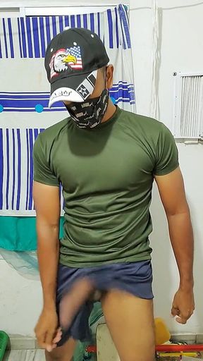 Indian Military Male Jerks His Cock
