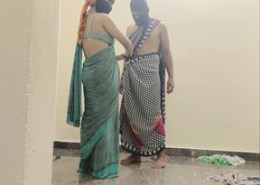 Muslim Hijabi Mistress Wearing Saree While He Was Locked in Chastity Part 1