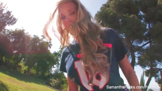 Behind the scenes with busty blonde Samantha Saint