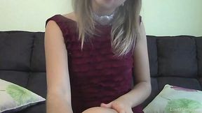 Blonde with Collar Masturbates on Cam