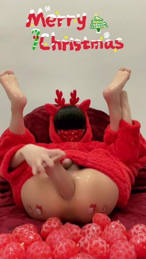 Merry Christmas! Big Dick Toy, Fuck Asshole, Squirt Water.
