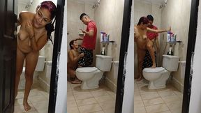 again my neighbor was watching me taking a bath so enter and made me suck his cock and fuck with him