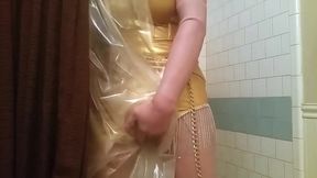Golden Girl Sissy Doll Choked by Rubber Mask Gloves