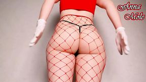 PAWG in latex and fishnet spanks her ass&#x1F351; while riding a big dildo
