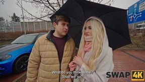Stunning Wife Stretched by Huge White Dick in Front of Husband